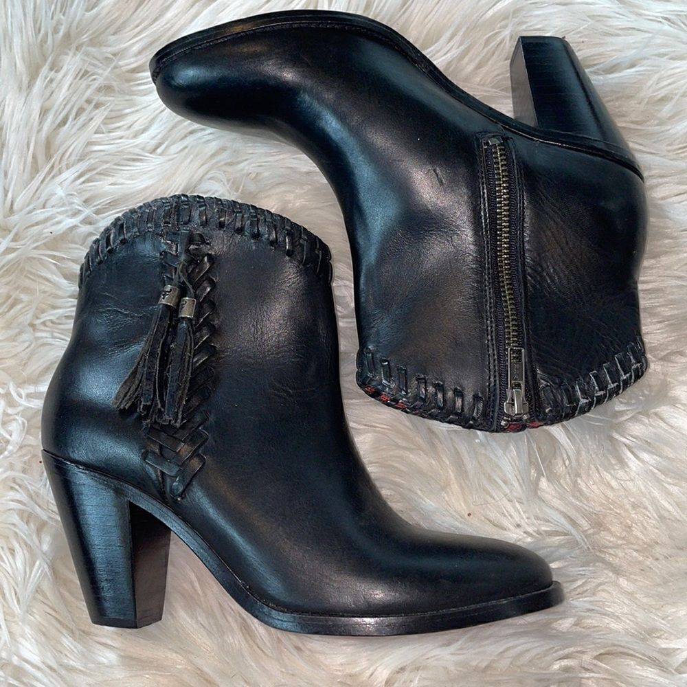 Trask Black Shelby Tumbled Calfskin Bootie
